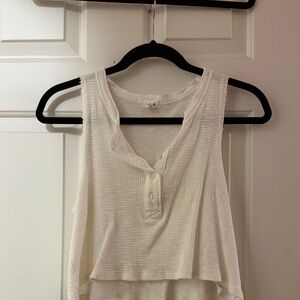 Aerie Cream Button-Front Tank Top
